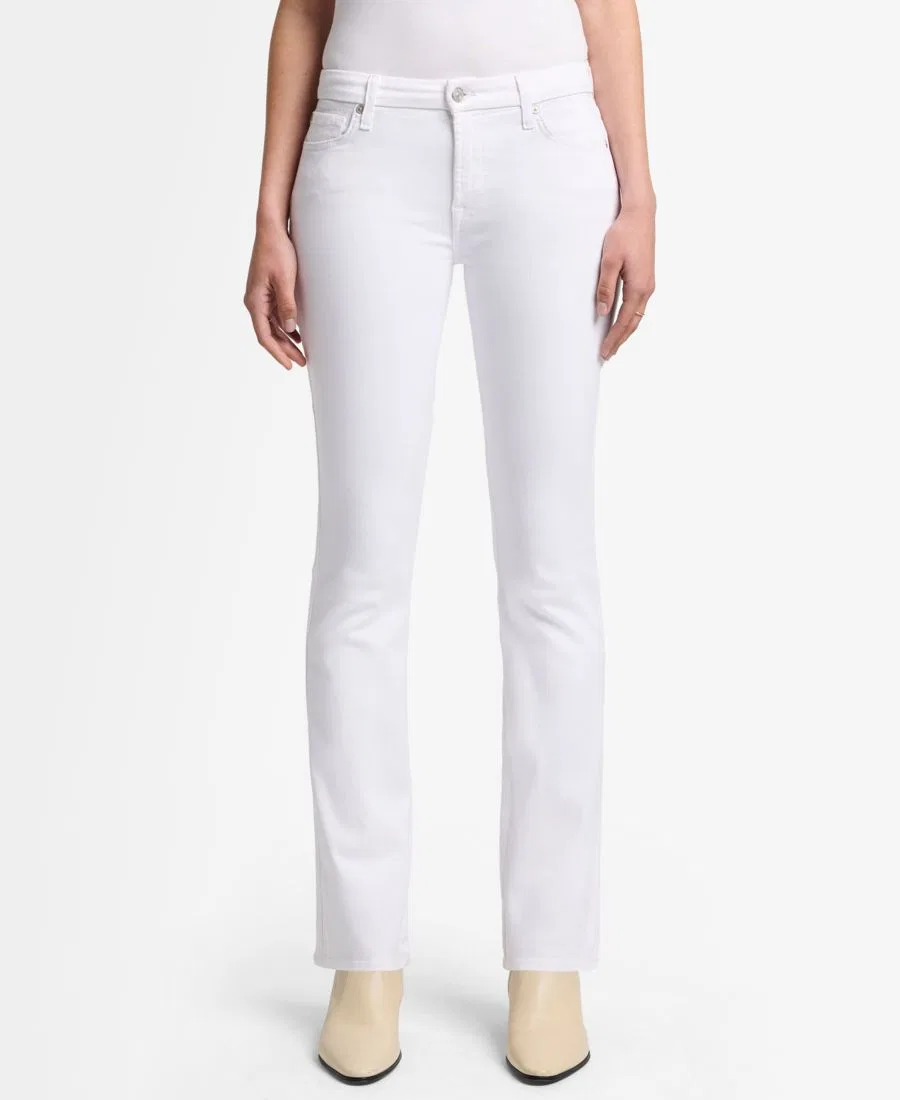 Джинсы прямого кроя с высокой посадкой Kimmie Straight-Leg Mid-Rise 7 For All Mankind, Luxe White — фото 2