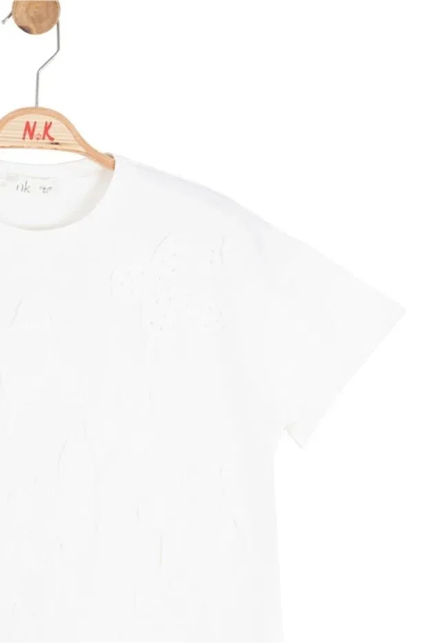 Детская футболка для девочек с принтом Nk Kids, Ecru — фото 4