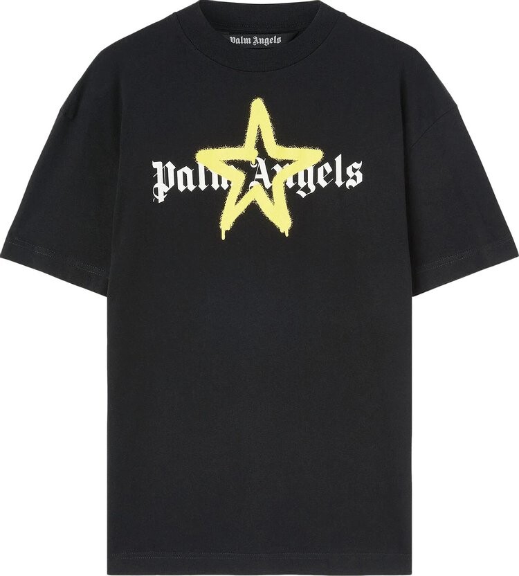 

Футболка Palm Angels Star Sprayed Tee 'Black/Yellow', черный