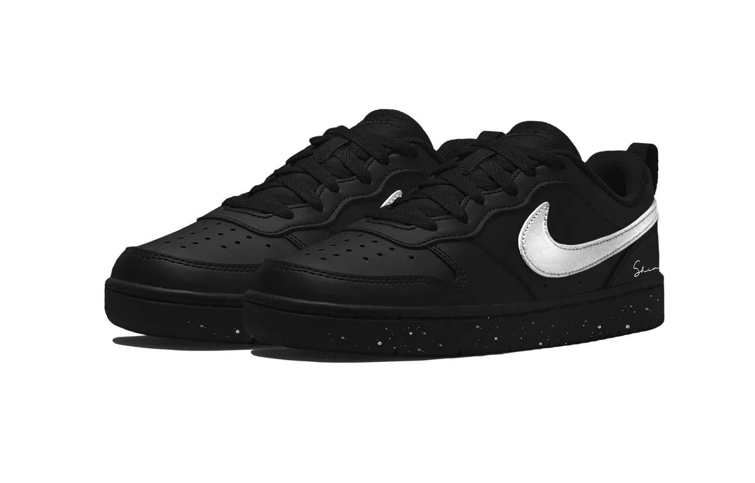 Детские кеды для мальчиков с низким верхом Nike Court Borough, Black Silver — фото 4