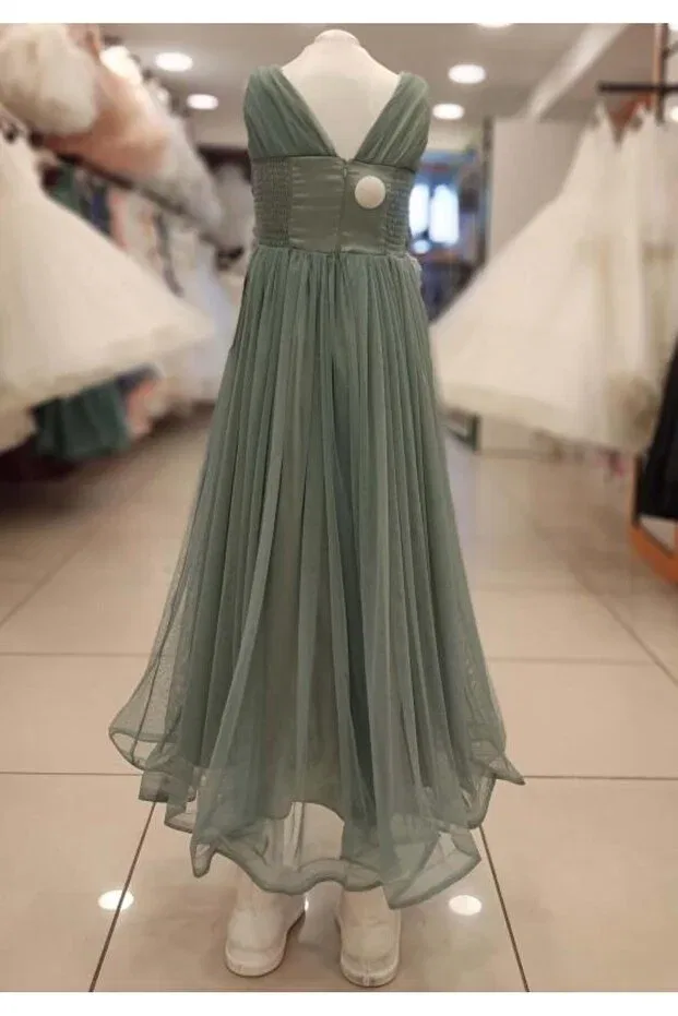 Детское платье для девочек с принтом Daisy girls 8128 crossed children's evening dress Yonca Çocuk, Green — фото 3