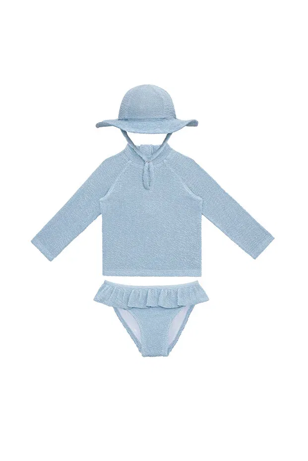Детский для девочек комплект купальника с длинным рукавом UV protection Sand Mother, Pure Blue