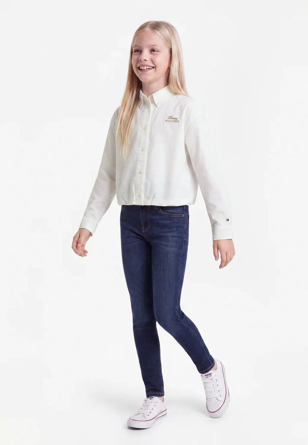 Укороченная рубашка с длинными рукавами - блузка на пуговицах Tommy Hilfiger, White