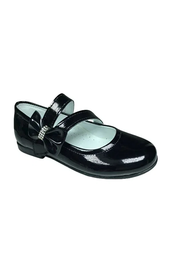 Детские балетки для девочек с коротким каблуком Ortopedikal, Black