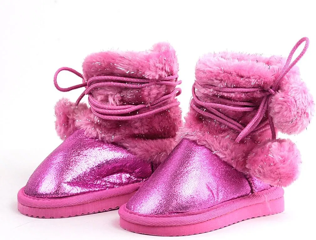 Детские зимние ботинки для девочек с подвесными помпонами NYFASHION101, Pink