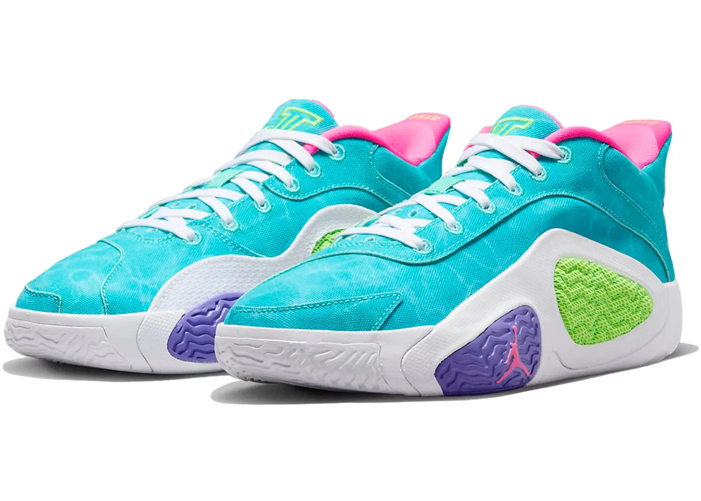 Детские кроссовки для мальчиков с принтом Jordan Tatum 2 Jordan, Hyper Jade Green Strike-White-Hyper Pink