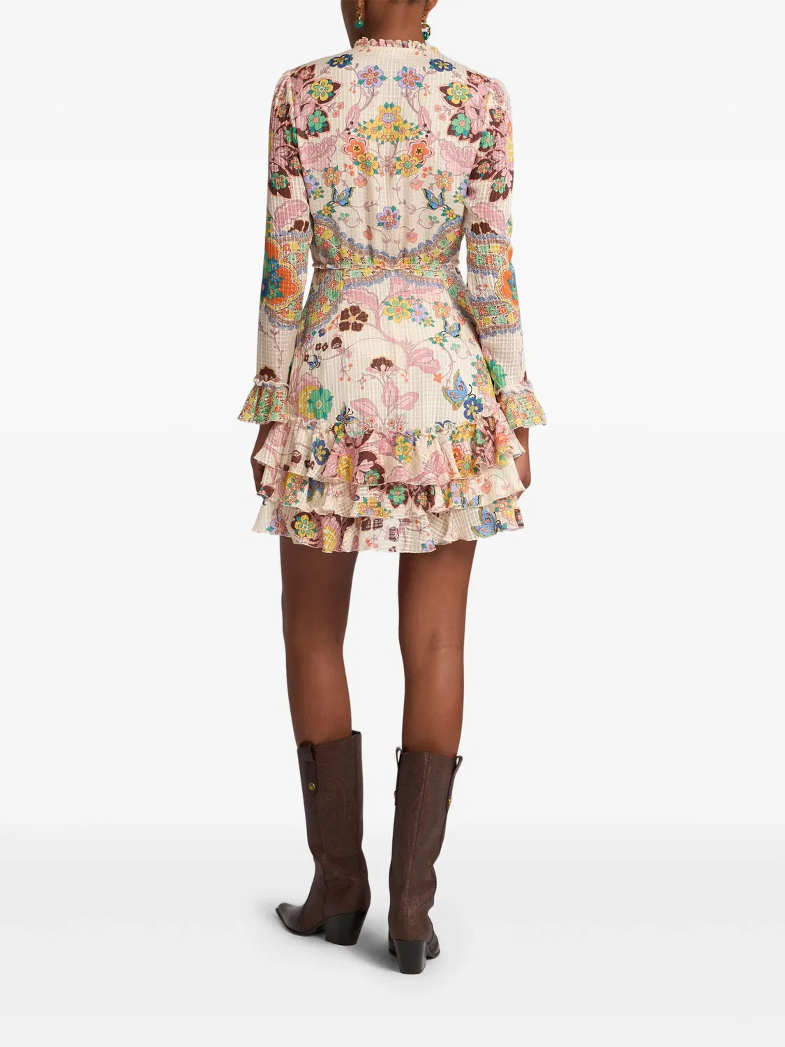 Мини-платье с рюшами ETRO, бежевый — фото 3