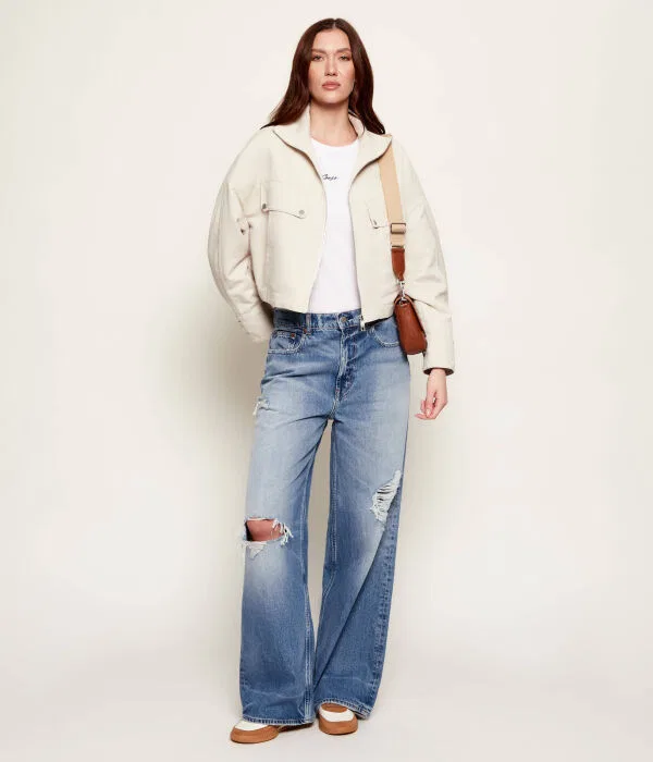 Женская джинсовая куртка Relaxed Fit Jamoura-W BOSS, бежевый — фото 2