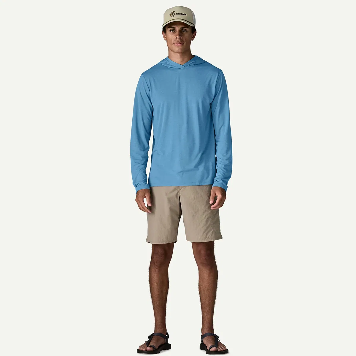 Мужская худи с длинным рукавом Capilene Cool Daily Hoodie Patagonia, Shore Blue/Light Shore Blue X-Dye — фото 4
