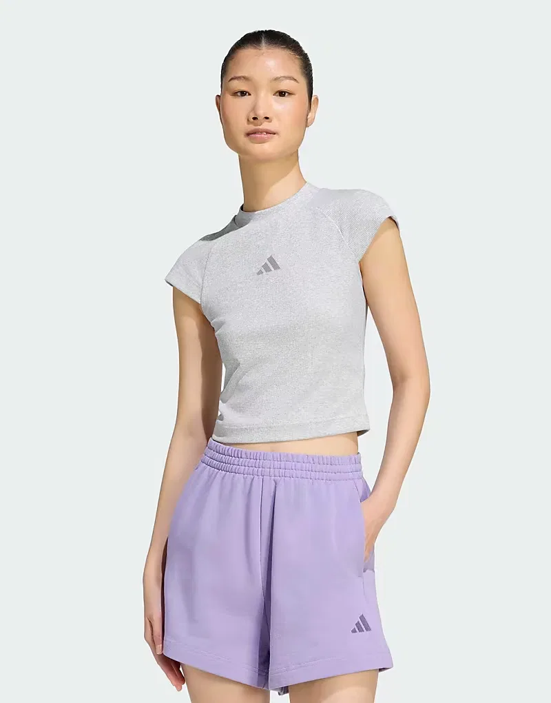 Футболка Rib Small Logo Kit Adidas Performance, светло-серый