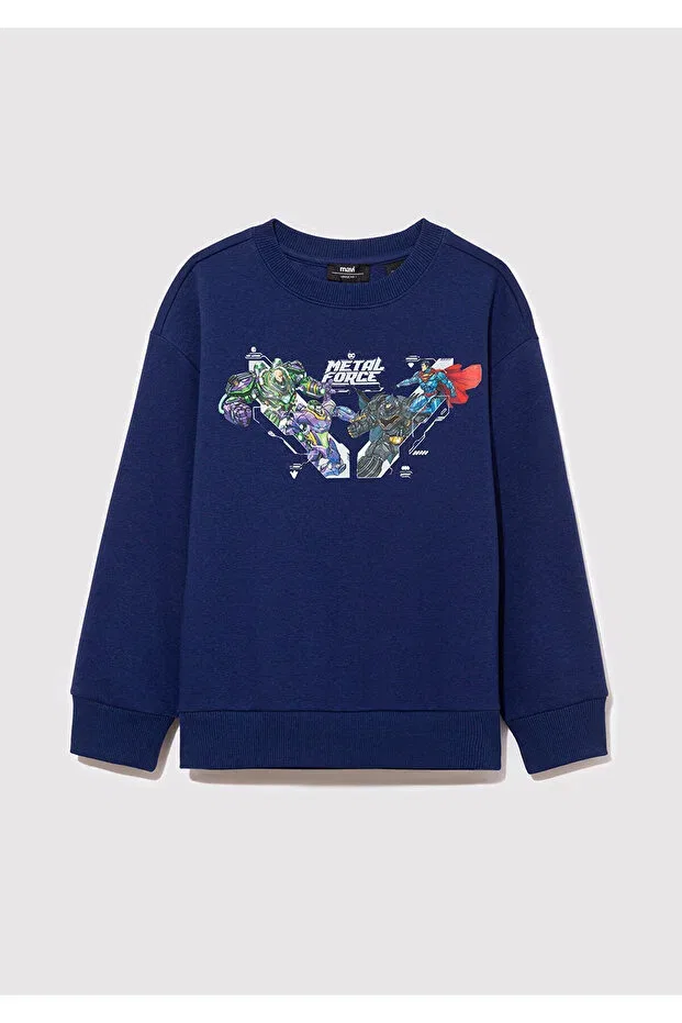 Детские свитшот с принтом Metal Force Printed Mavi, Navy Blue-70491 — фото 2