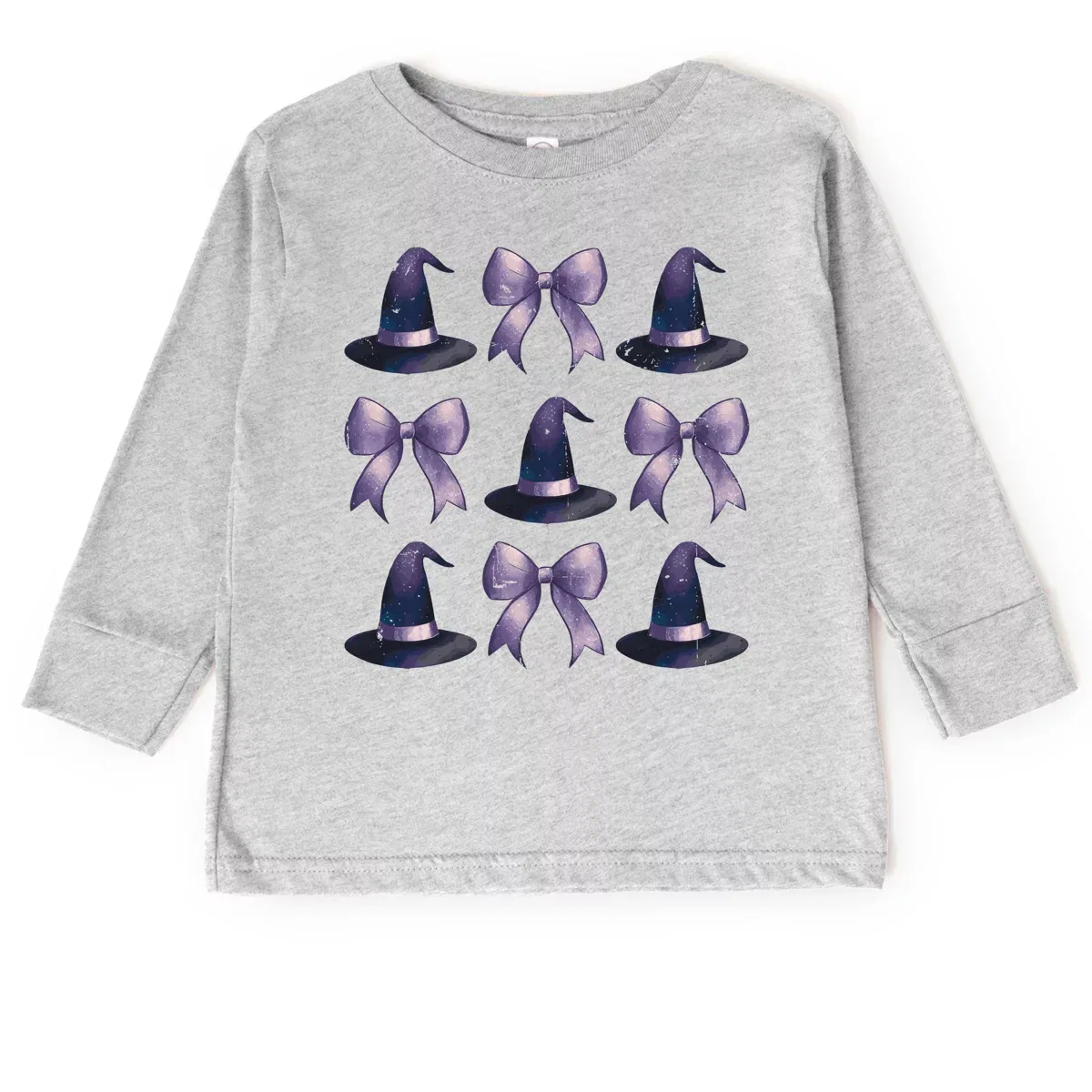 Детское футболка с длинным рукавом с принтом Coquette Witch Hat Collage The Juniper Shop, Heather Grey
