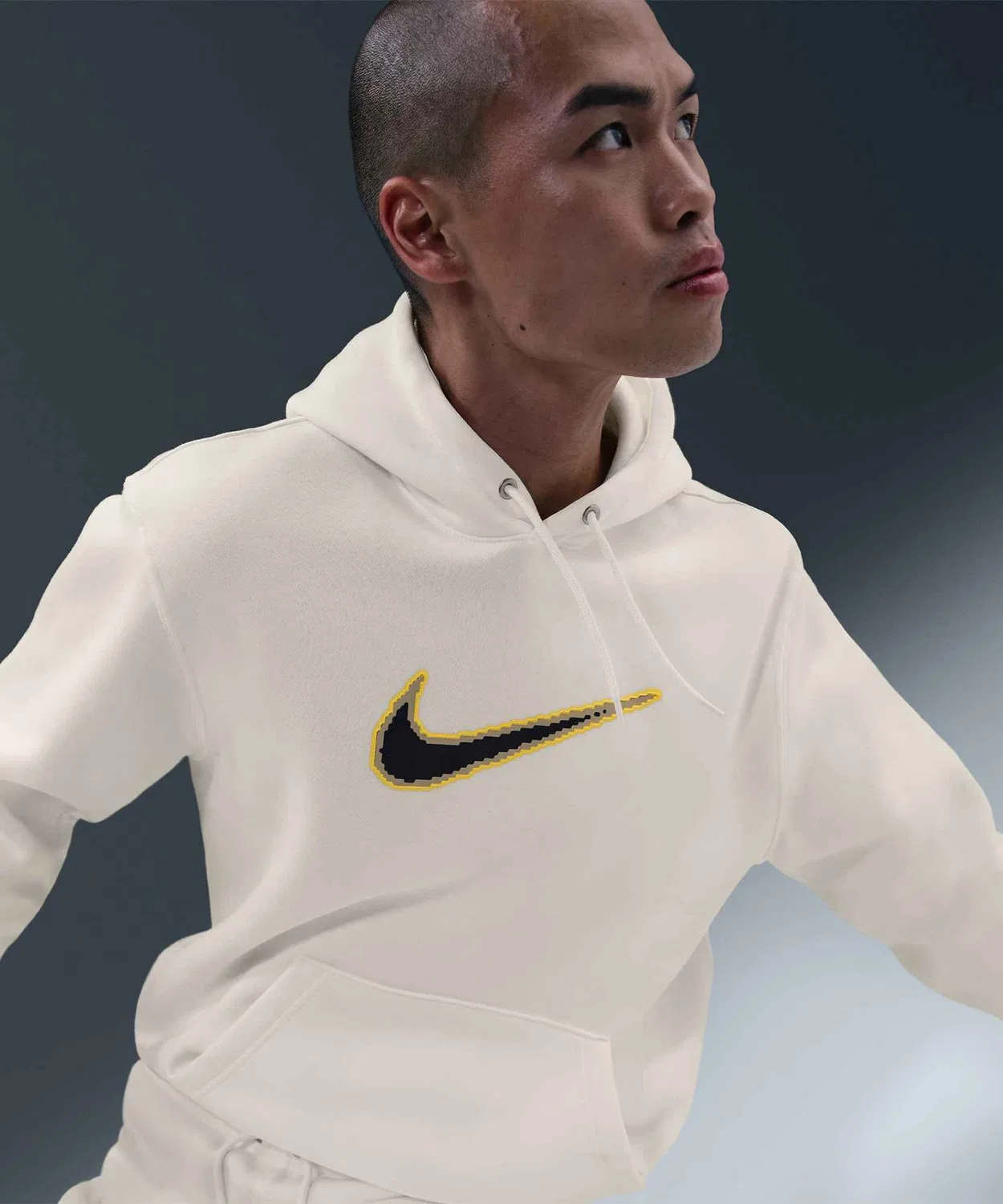 Мужское худи с принтом и длинным рукавом NIKE AS M NK CLUB BB HDY NEO V, Dark Gray — фото 3