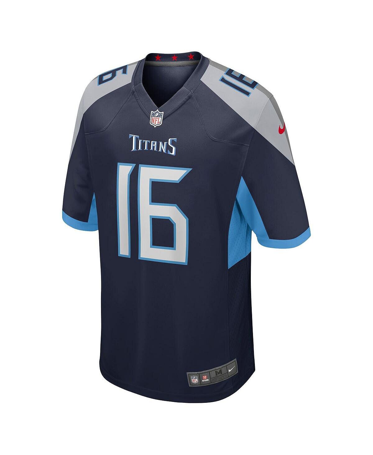 Мужская футболка treylon burks navy tennessee titans 2022 nfl draft first round game jersey Nike, синий — фото 4