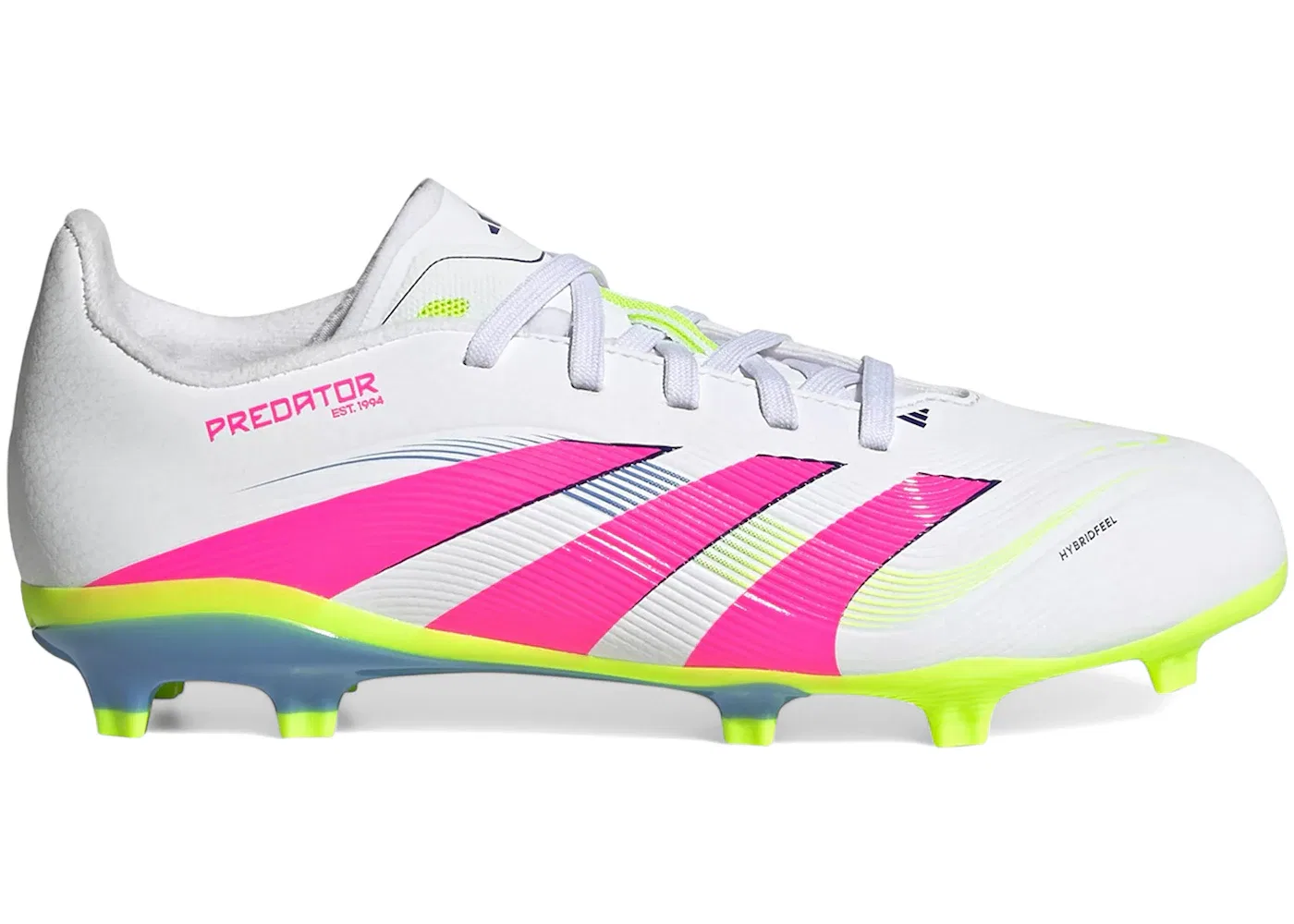 Детские бутсы с гибким грунтозацепом Predator League FG/MG Adidas, Cloud White Lucid Pink Lucid Lemon