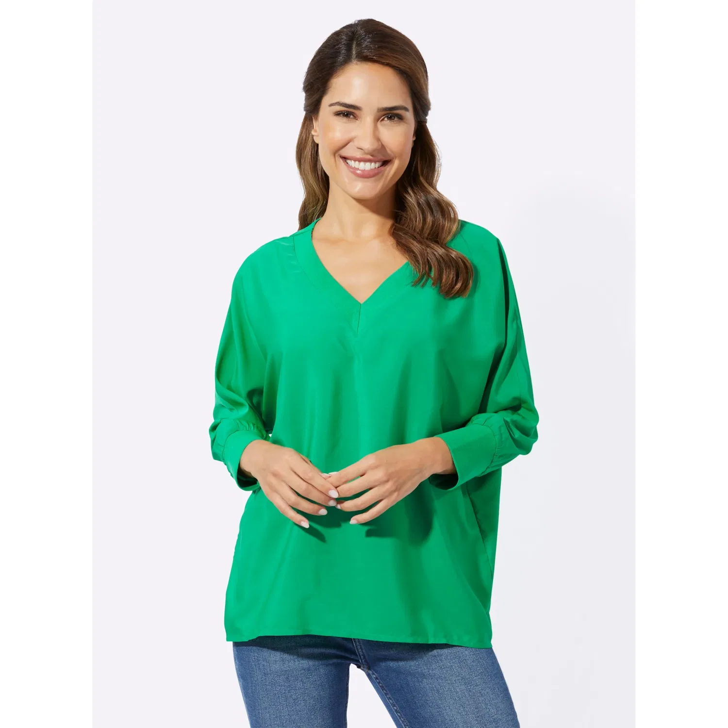 Женская блуза Oversize с летучей мышью Classic Basics, Grass Green — фото 2