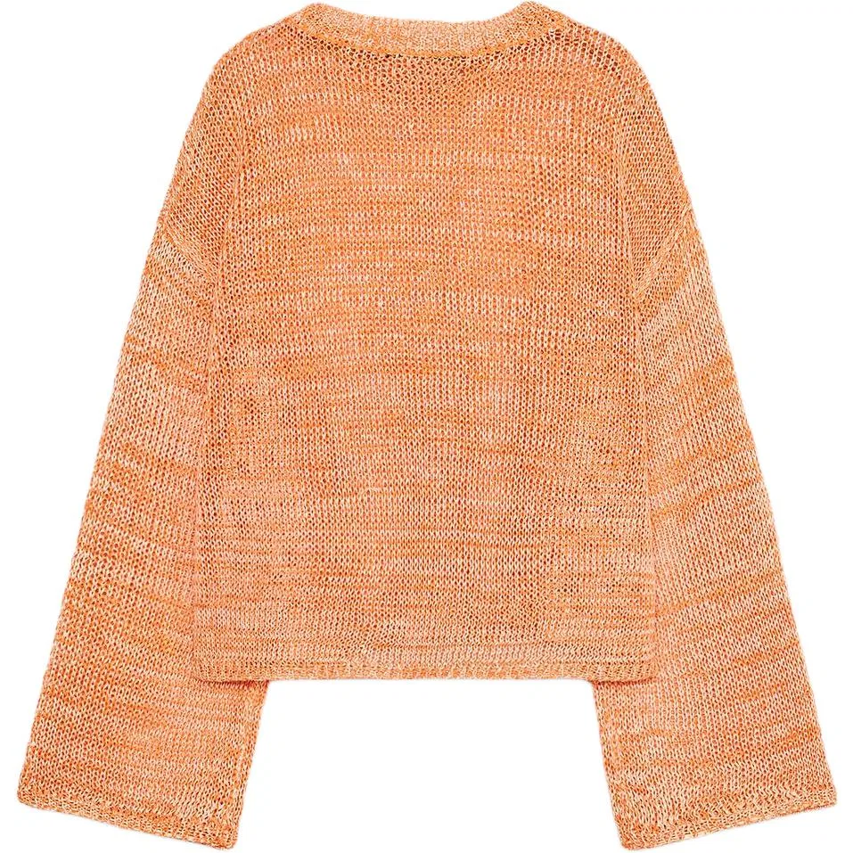 Женский тонкий трикотажный свитер с лодочкой Orange ZARA, Orange — фото 3
