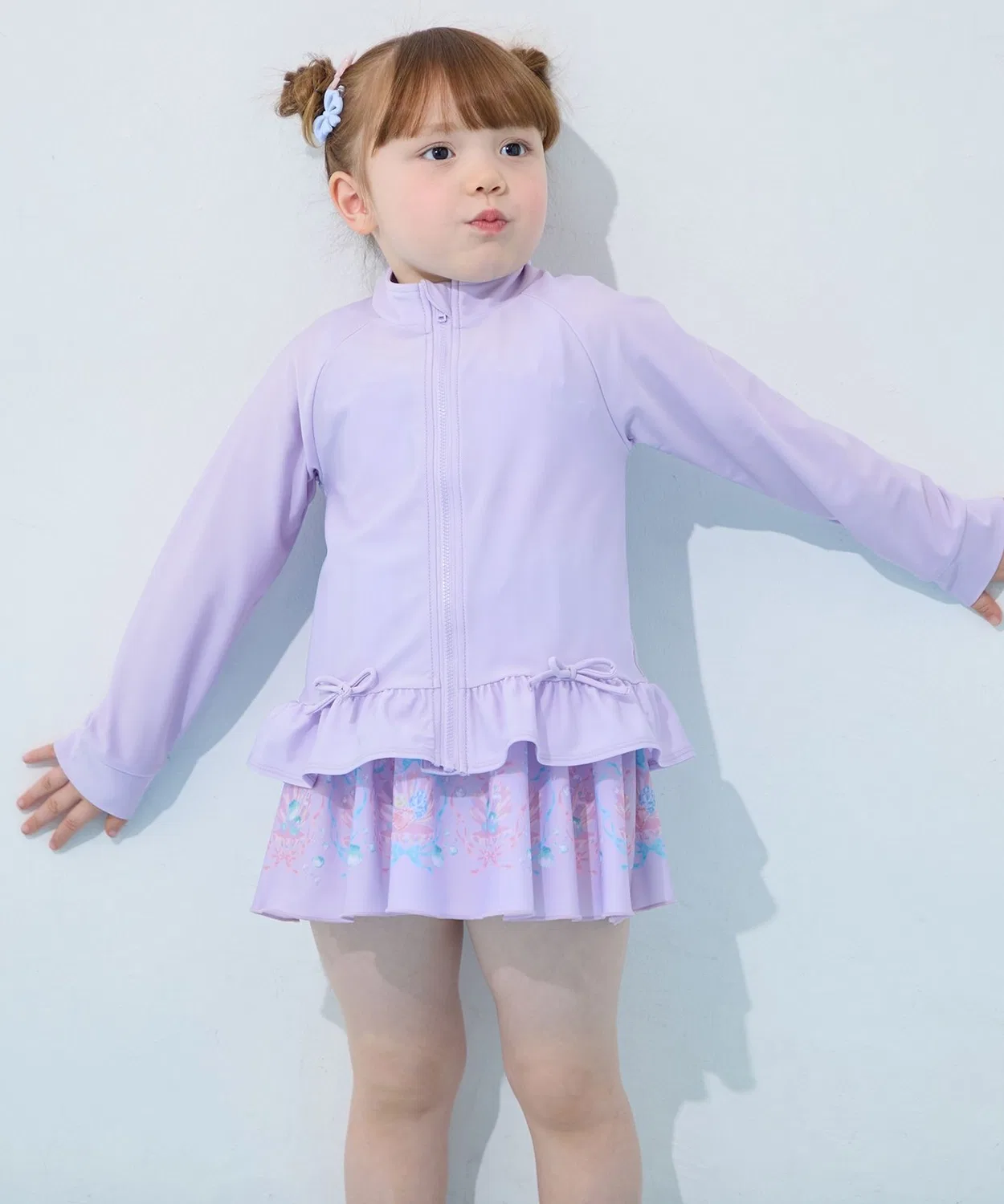 Детский лонгслив-рашгард с воланами и UV-защитой ANY, Lilac — фото 4
