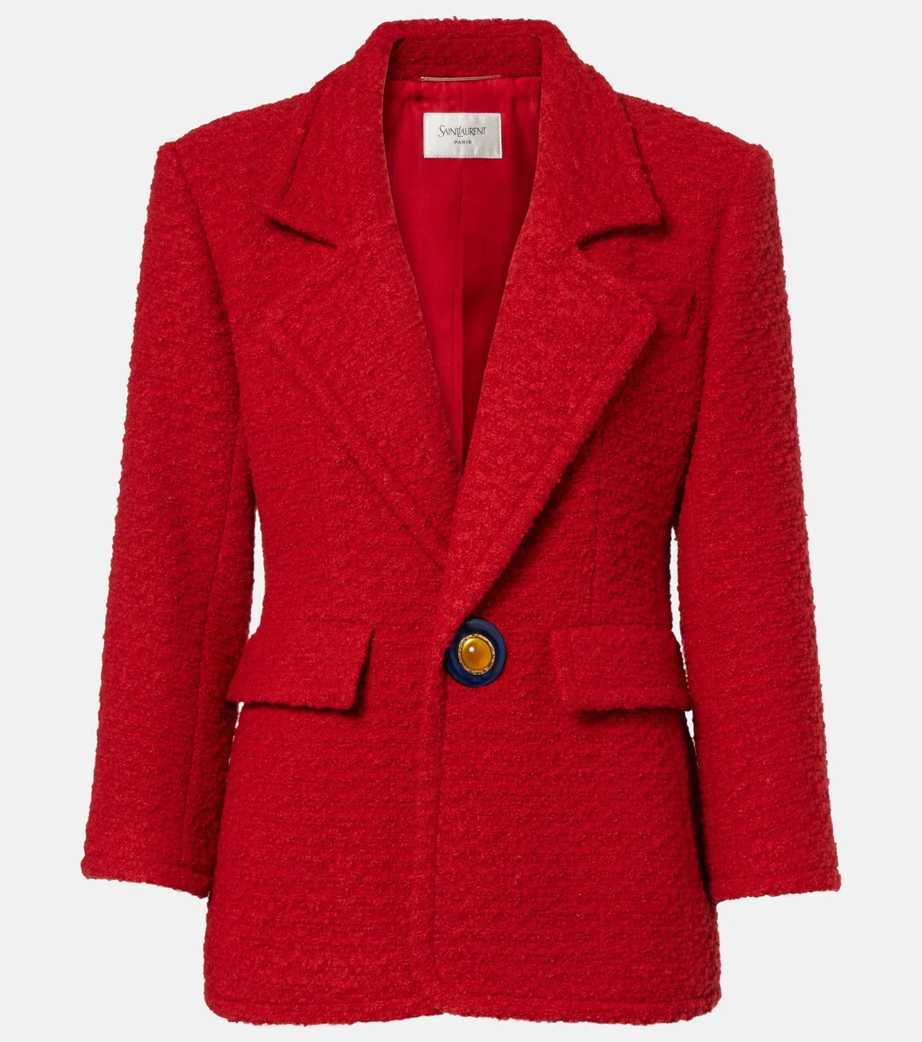 Пиджак из твида с добавлением шерсти и шелка SAINT LAURENT, красный