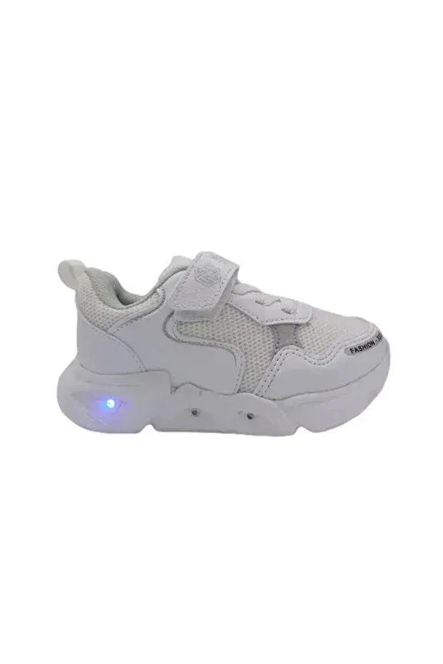 Детские кроссовки для девочек со светодиодами Wisco Lighted Sneakers Pabuç Ailesi, White