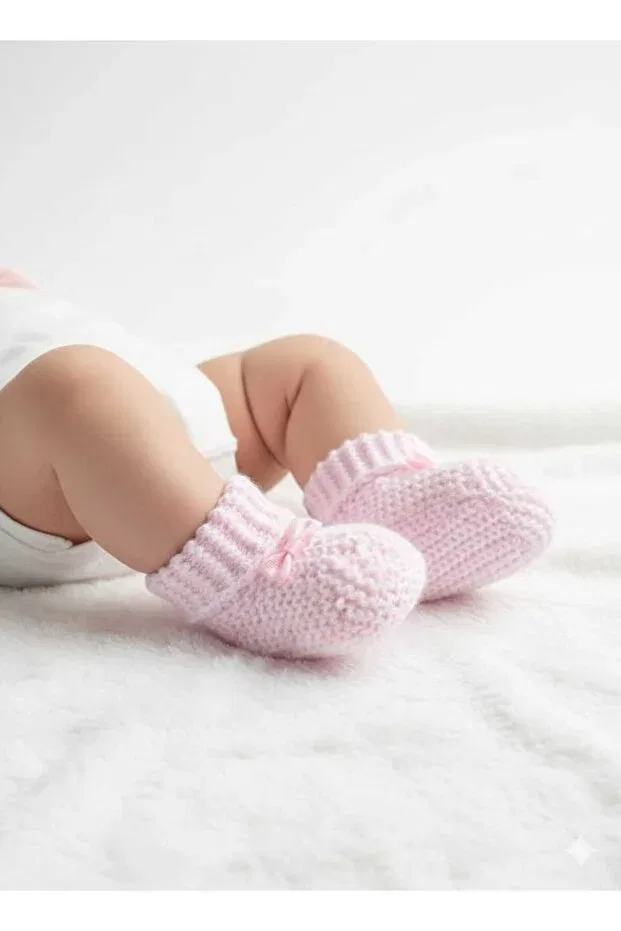Детские вязаные пинетки для новорожденных Tiasis, Pink