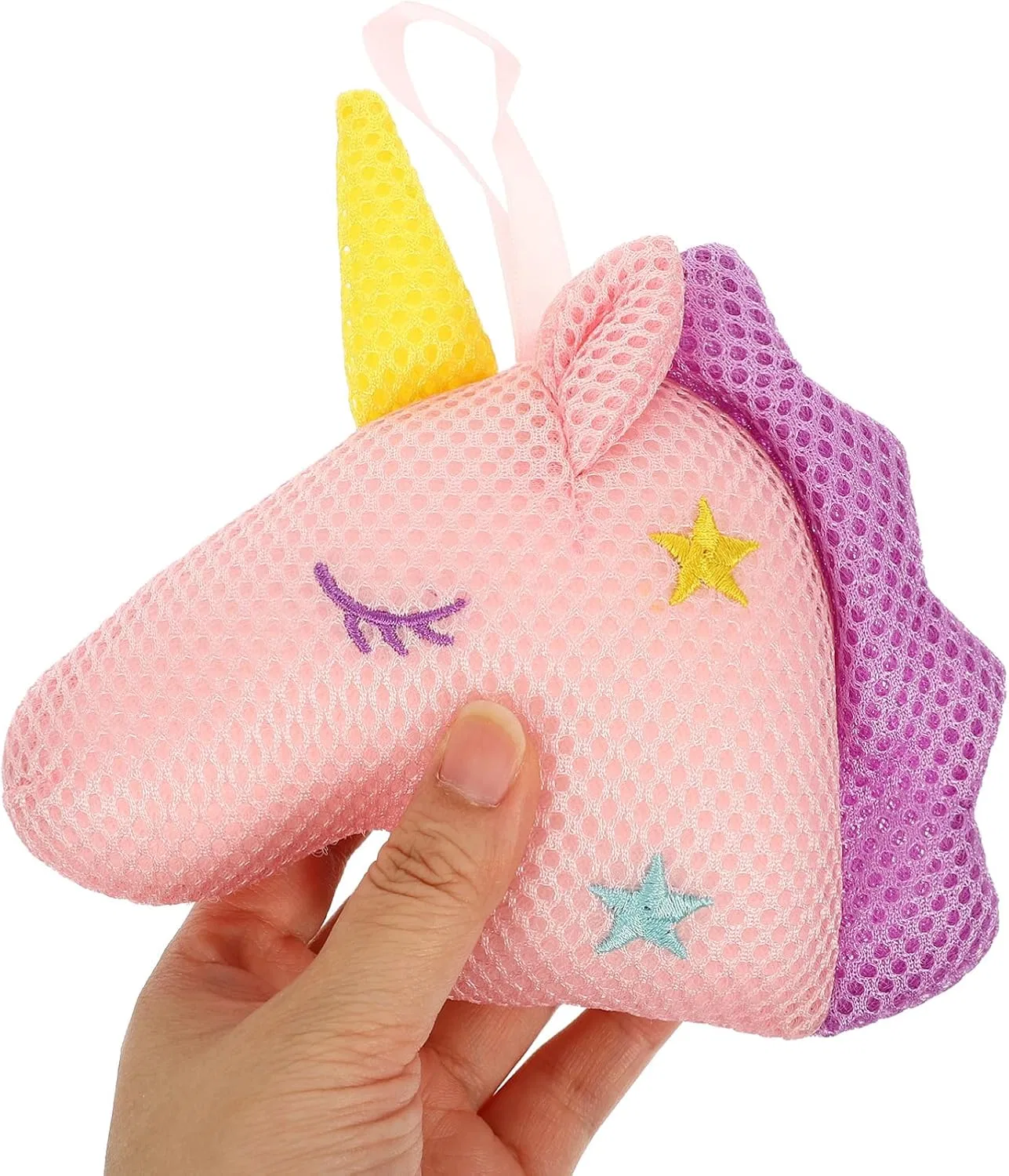Мочалка для душа Unicorn, Beaupretty, набор 2 шт, 16x10x5 см, Белый/Розовый — фото 4
