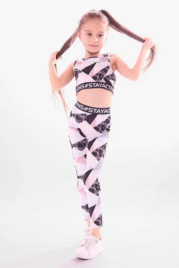 Детские леггинсы для девочек с принтом Grafix Printed Leggings Colorinas, Dark Gray — фото 2