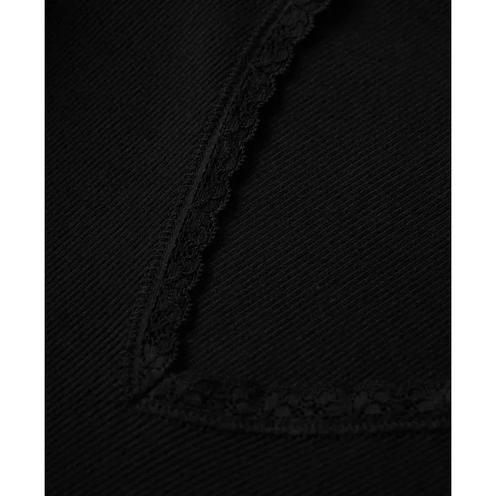 Футболка с кружевной отделкой Superdry Essential Lace Trim, черный — фото 3