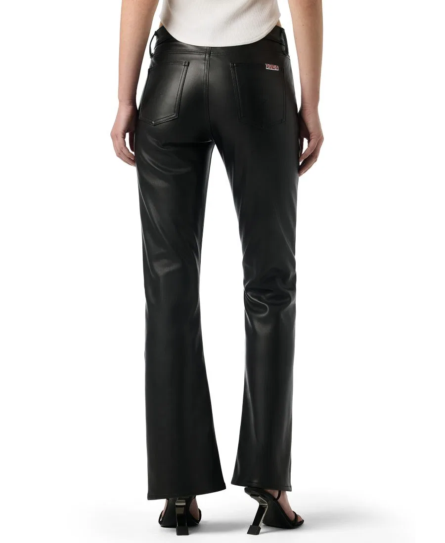 Женские брюки-клеш из экокожи с высокой посадкой Blair Hudson Jeans, Black — фото 3