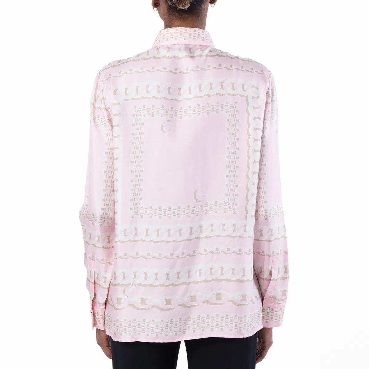 Шелковая рубашка с принтом Classic Treasure Versace, 95Pastel Pink/Milk — фото 4