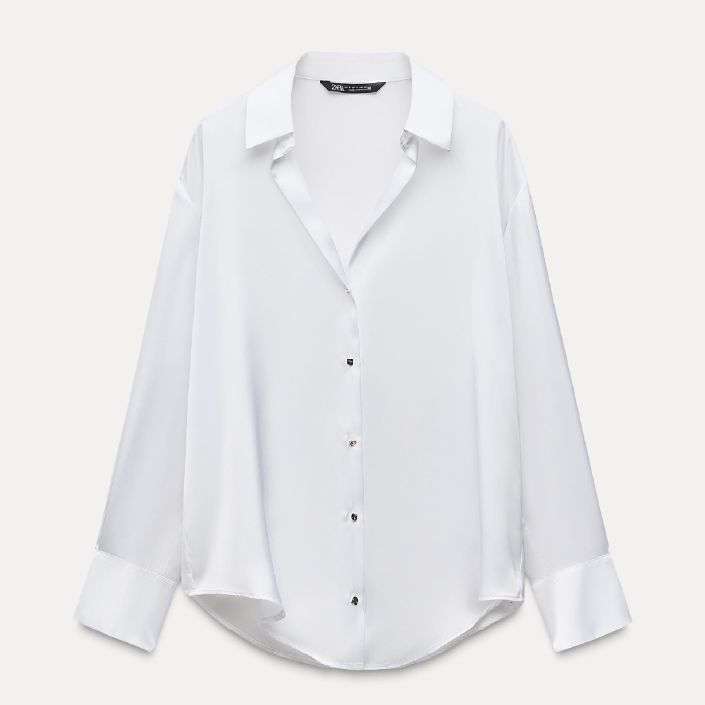 

Рубашка Zara Basic Satin, белый