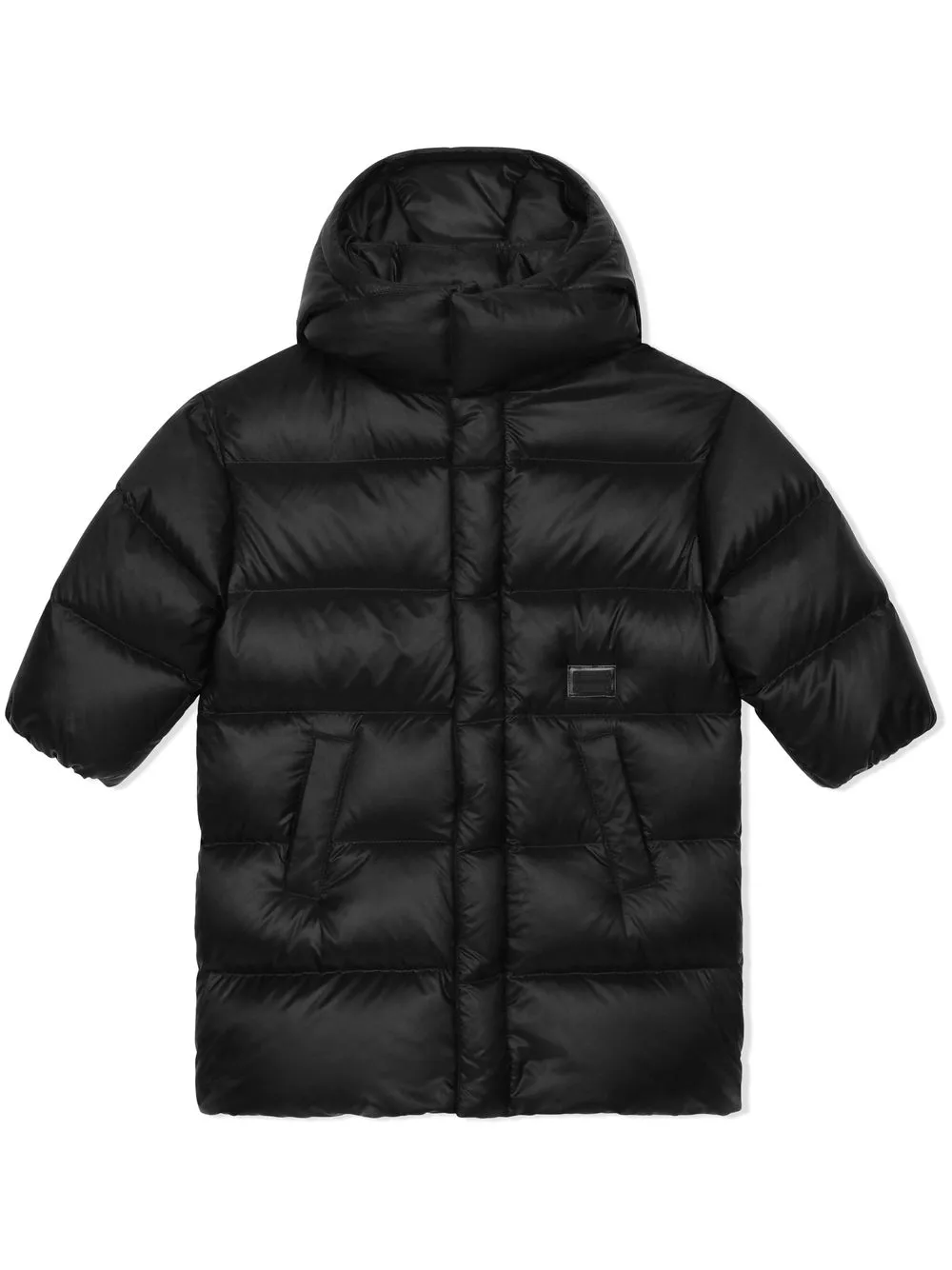 

Пуховик с капюшоном и логотипом Dolce & Gabbana Kids, черный