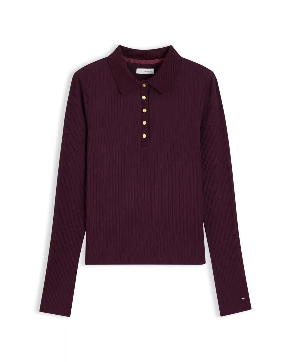 Рубашка с длинным рукавом, Polo Acanalado, Tommy Hilfiger, бордовый