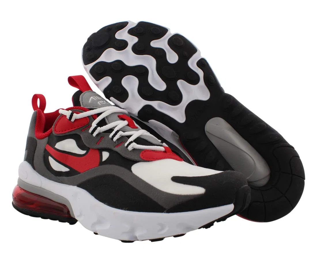 Детские кроссовки для мальчиков с амортизацией Air Max 270 React (GS) NIKE, Multicoloured Iron Grey Univ Red Black White — фото 2