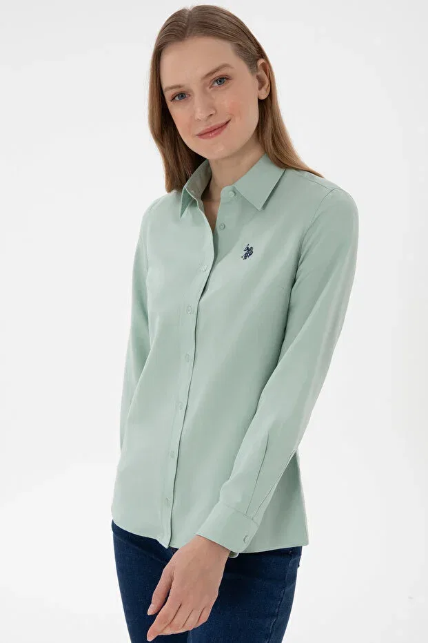 Женская рубашка с длинным рукавом Basics U.S. Polo Assn., Water Green — фото 2