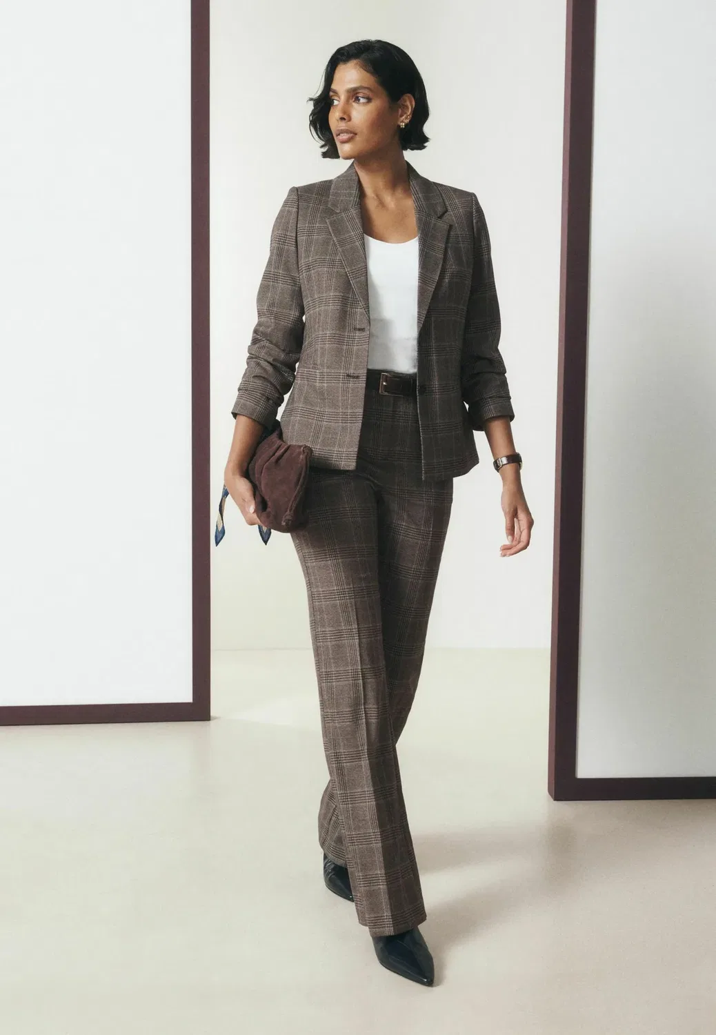 Проверьте однобортный пиджак - блейзер Next, Brown — фото 2