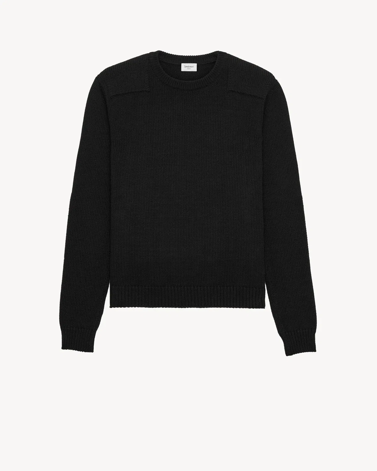 Свитер с круглым вырезом из хлопкового трикотажа SAINT LAURENT, черный