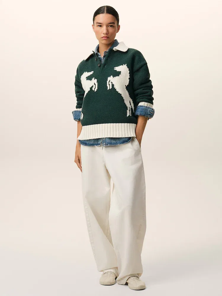 Свитер Polo с принтом, Intarsia Polo AMI PARIS, Green