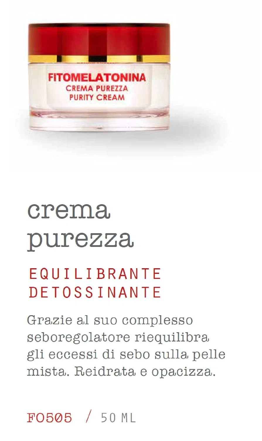Крем для лица Fitomelatonina Balancing Purity, EFFEGILAB Scienza Natura Trentino, 50 мл Effegilab Scienza, Natura, Trentino. — фото 2