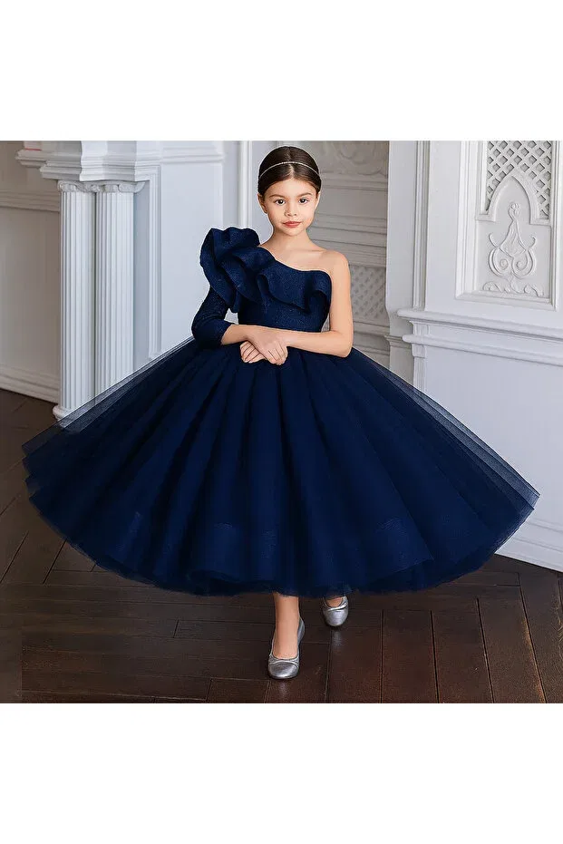 Детское платье для девочек с длинным рукавом Miço Kids, Navy Blue