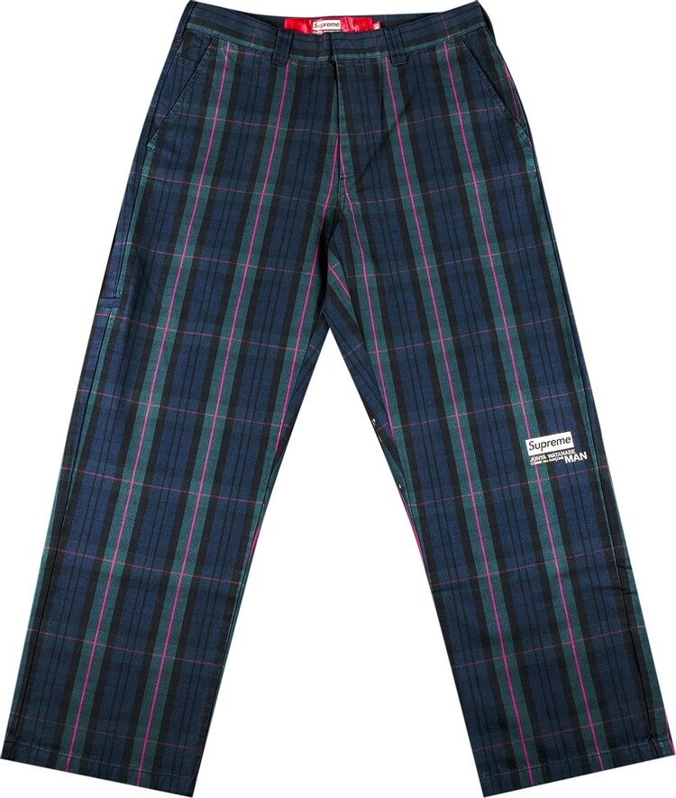 

Брюки Supreme x Junya Watanabe x Comme des Garçons MAN Printed Work Pant Navy Plaid, синий