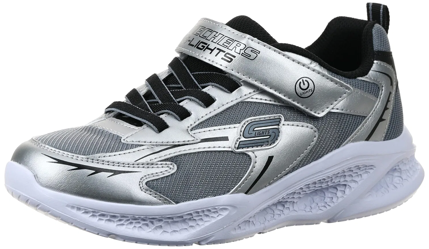 Детские кроссовки для мальчиков с закрытием на липучке Skechers, Black Silver