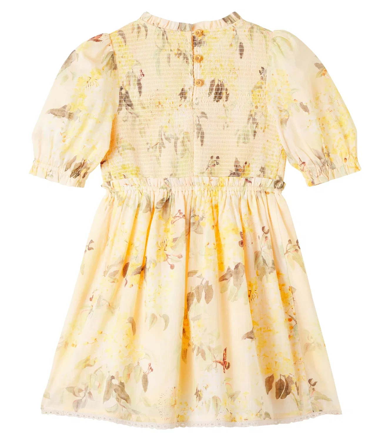 Платье хлопковое с цветочным принтом Zimmermann Kids, желтый — фото 4