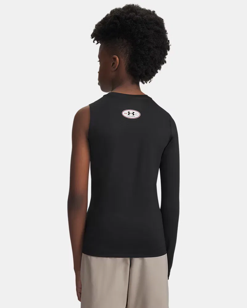 Лонгслив для мальчиков быстросохнущий HeatGear Asymmetrical Right UnderArmour, Black/White — фото 2