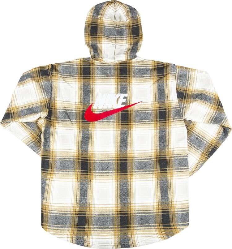 Толстовка Supreme x Nike Plaid Hooded Sweatshirt 'Mustard', желтый — фото 3