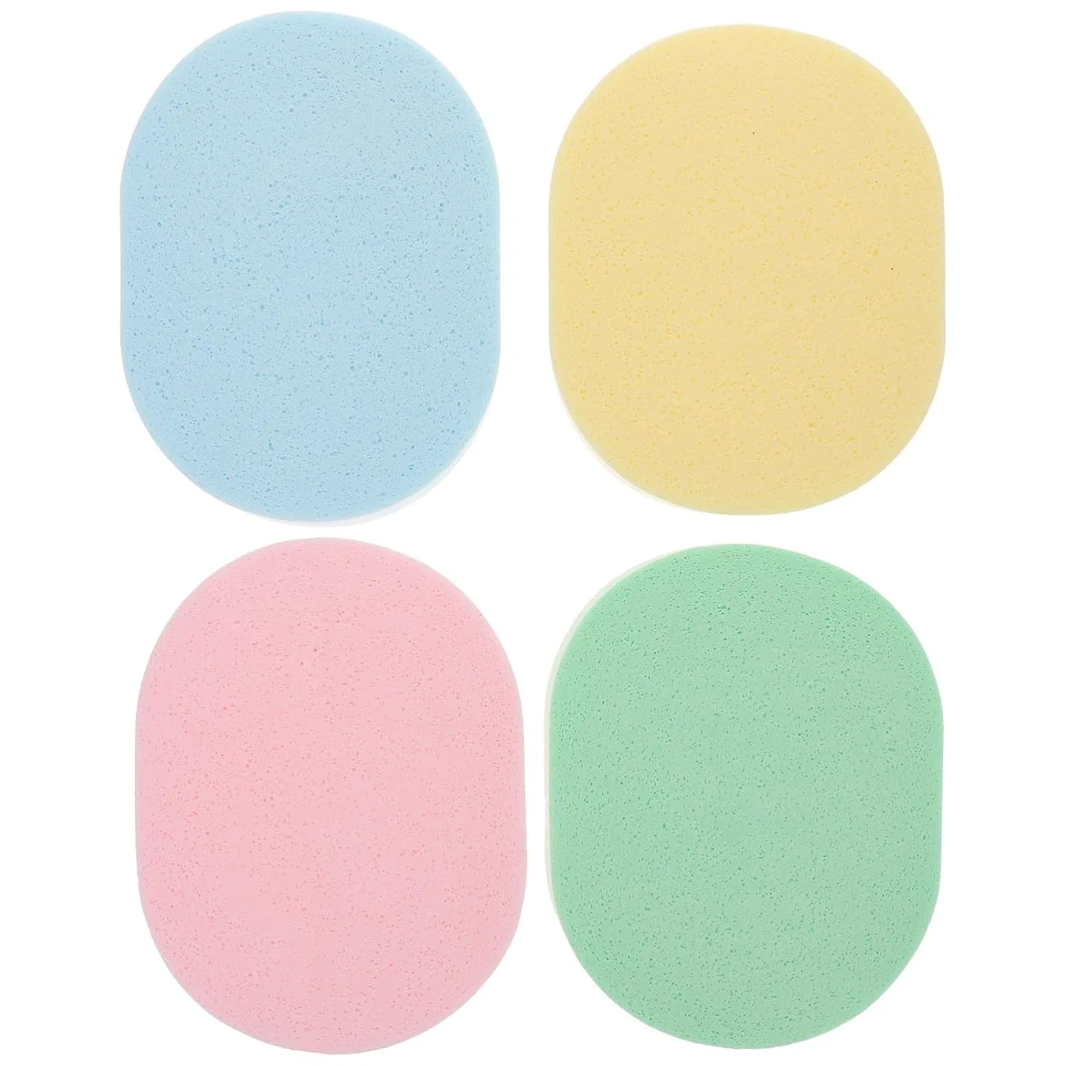 Овальные спонжи для умывания, PVA, 4 шт, BIUDECO, 11.5x8.5x1.5 см