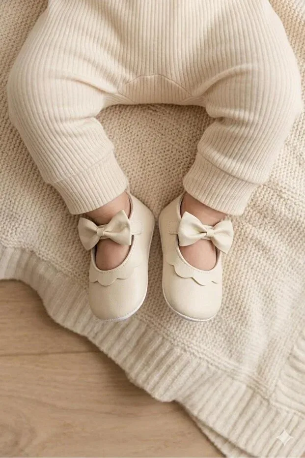 Детские пинетки-тапочки на липучке из искусственной кожи Numix Baby Kids, Beige