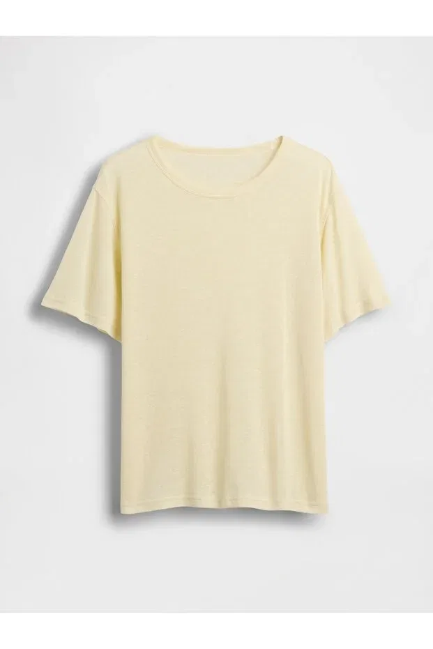 Женская футболка льняная Relaxed T-Shirt Gap, Yellow-004 — фото 2