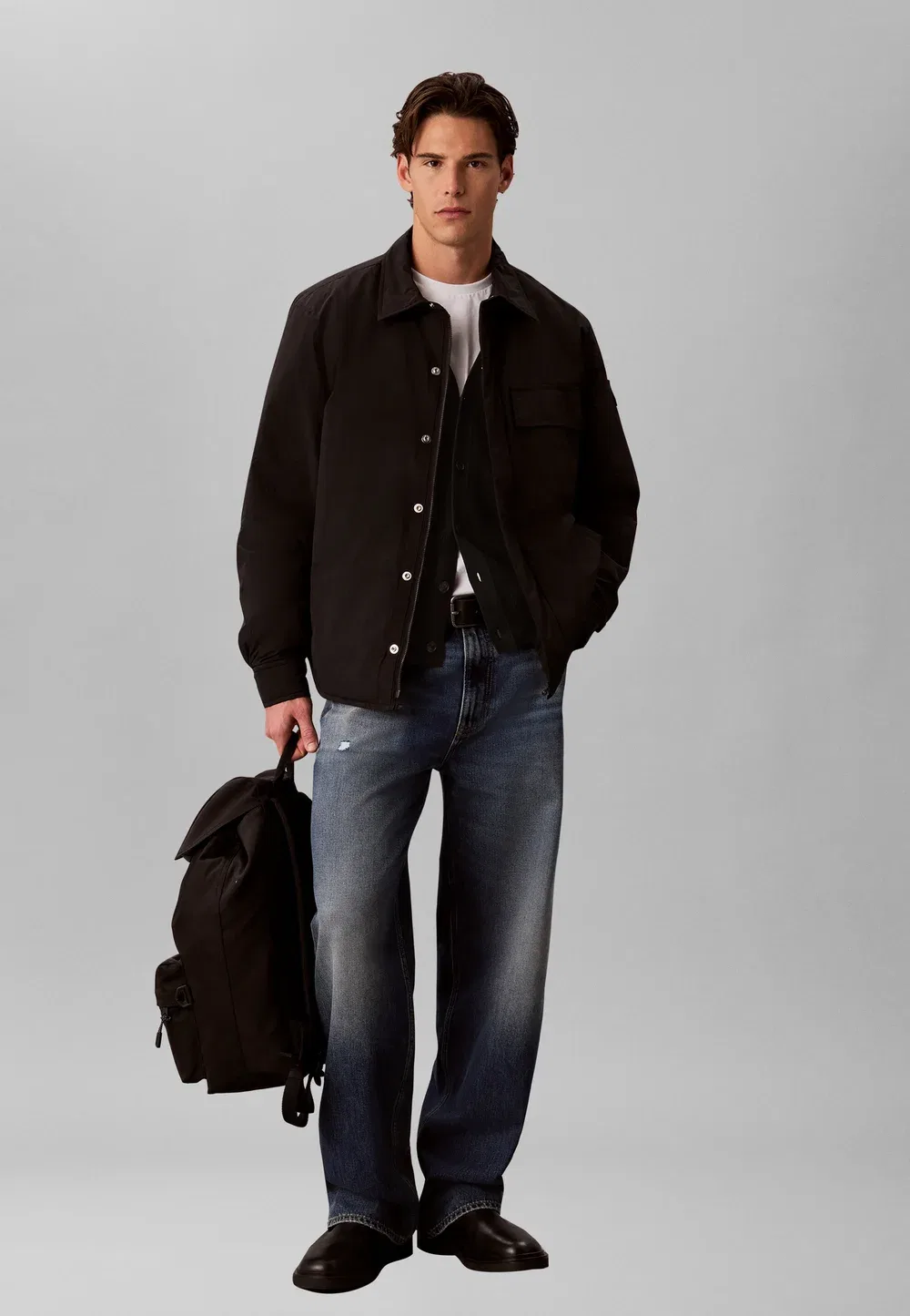 Кардиган из фактурного хлопка, размер 12gg - кардиган Calvin Klein, Black — фото 2
