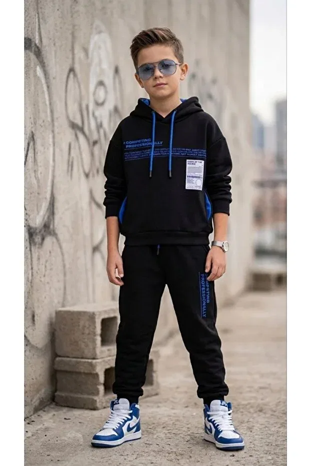 Детский спортивный костюм с принтом Vezir Moda, Black